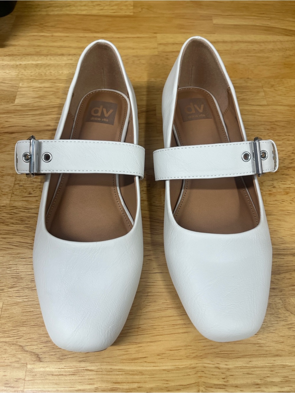 DV by Dolce Vita Ivory Mary Jane Flats with Buckle Strap